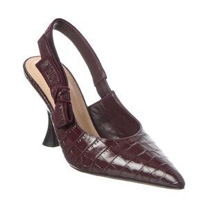 Dior J'adior Croc-Embossed Leather Slingback Pump, Red